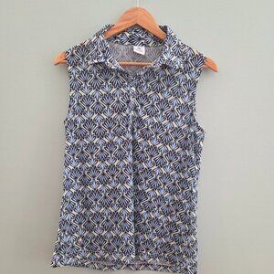 DAILY SPORT BORN IN SWEDEN BRAND SLEEVELESS TOP SIZE MEDIUM BLUE/CREAM FLORAL